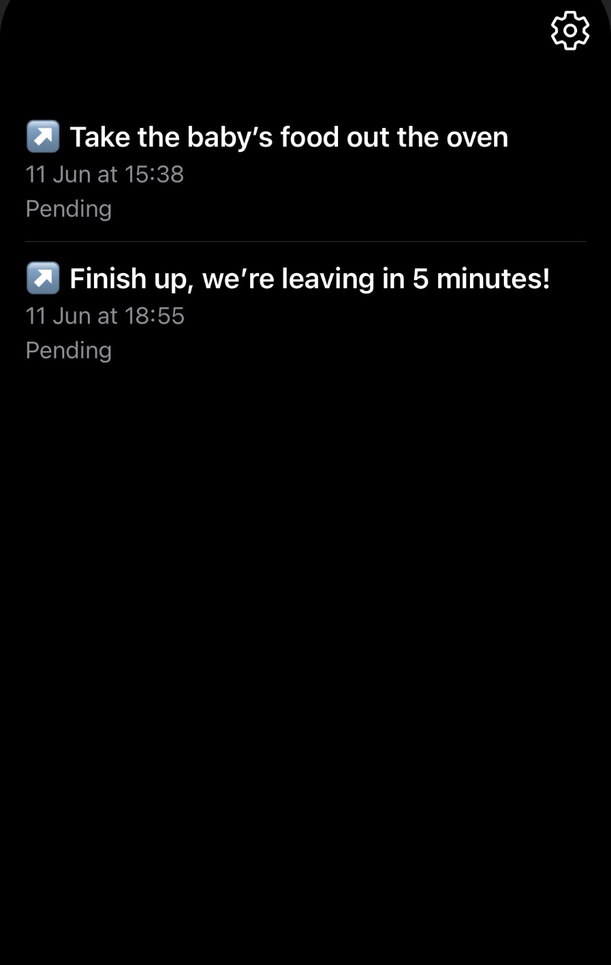 FlowBell feed showing pending alarms on both phones